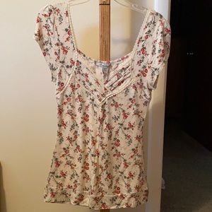 Cream blouse with flowers